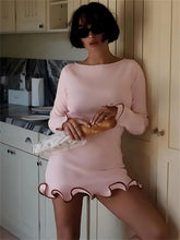 Load image into Gallery viewer, Ruffled Autumn Fashion Mini Dress Women's Slim Long Sleeve Patchwork Elegant 2024 Party Dress Casual Female Mini Dress New