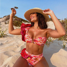 Load image into Gallery viewer, Two-Pieces Women Floral 2025 Push-Up Padded Bra Ruffles Bandage Bikini Set Swimsuit Swimwear Bathing Suit Beachwear Biquini