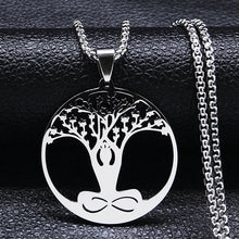 Load image into Gallery viewer, Buddhism Meditation Buddha Yoga Pendant Necklace Stainless Steel Tree of Life Buddhist Chakras Reiki Chain  Jewelry collar