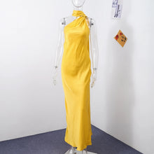 Load image into Gallery viewer, Elegant Satin Ribbons Halter Party Dress Women's Sexy Backless Off Shoulder Sleeveless Robes 2025 Summer New Lady Evening Gowns