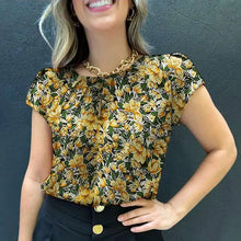 Load image into Gallery viewer, Retro Printed Blouse Women Stylish Shirt Summer Tunic Tops Short Sleeve Beach Party Blusas Bohemian Causal O Neck Chemise