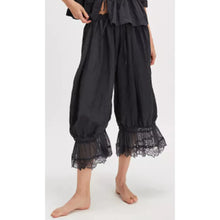Load image into Gallery viewer, Combhasaki Women's Y2K Loose Fit Bloomers Cropped Pants Drawstring High Waist Floral Lace Patchwork Calf-Length Lantern Trousers
