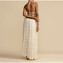 Load image into Gallery viewer, Pleated Crop Tops Long Skirt Suit Women Halter Sleeveless Backless Skirts Set 2024 Summer Ladies Sexy 2 Piece Set Beach Outfit
