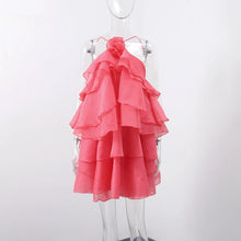 Load image into Gallery viewer, Beach Layer Ruffles Long Dress Women 3d Flower Backless Sleeveless Slim Fit Maxi Dresses Female 2025 Summer Lady Party Robes