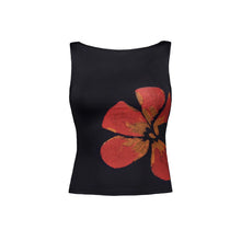 Load image into Gallery viewer, Combhasaki Women's Y2K Vintage Crop Tank Tops Slim Fitted Aesthetic Flower Print Boat Neck Sleeveless Party Club Summer Camis