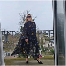 Load image into Gallery viewer, Elegant Printed Boho Long Dresses Women Loose Chic Turtleneck Lantern Sleeve Floral Robes 2025 Spring Summer Lady Vacation Dress