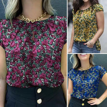 Load image into Gallery viewer, Retro Printed Blouse Women Stylish Shirt Summer Tunic Tops Short Sleeve Beach Party Blusas Bohemian Causal O Neck Chemise