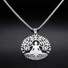 Load image into Gallery viewer, Buddhism Meditation Buddha Yoga Pendant Necklace Stainless Steel Tree of Life Buddhist Chakras Reiki Chain  Jewelry collar