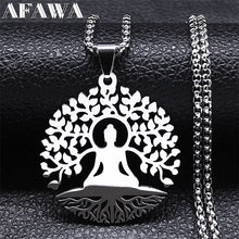 Load image into Gallery viewer, Buddhism Meditation Buddha Yoga Pendant Necklace Stainless Steel Tree of Life Buddhist Chakras Reiki Chain  Jewelry collar