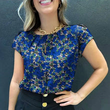 Load image into Gallery viewer, Retro Printed Blouse Women Stylish Shirt Summer Tunic Tops Short Sleeve Beach Party Blusas Bohemian Causal O Neck Chemise