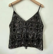 Load image into Gallery viewer, Puloru Trendy Sequins Beads Flower Pattern Vests Women's Sleeveless Open Back V Neck Camisoles See-Through Chic Summer Camis