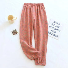 Load image into Gallery viewer, 2025 New Spring Summer Women's Pajamas 100% Cotton Crepe Pants Women's Comfortable Loose Large Leaf Home Pants Thin bottoms