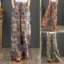 Load image into Gallery viewer, Bohemian Floral Printed Pants Autumn Fashion Wide Leg Pant Woman Casual Cotton Long Trousers Vintage Elastic Palazzo 2023