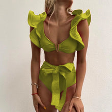 Load image into Gallery viewer, Two-Pieces Women Floral 2025 Push-Up Padded Bra Ruffles Bandage Bikini Set Swimsuit Swimwear Bathing Suit Beachwear Biquini