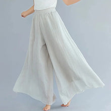 Load image into Gallery viewer, 2024 Sen Women's Artistic Plus Size Cotton Linen Pants Skirt Elastic Waist Solid Color Ethnic Style Wide Leg Pants Skirt