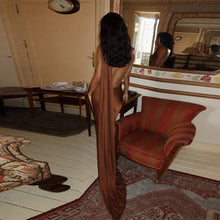 Load image into Gallery viewer, Elegant Satin Ribbons Halter Party Dress Women's Sexy Backless Off Shoulder Sleeveless Robes 2025 Summer New Lady Evening Gowns