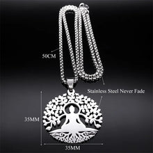 Load image into Gallery viewer, Buddhism Meditation Buddha Yoga Pendant Necklace Stainless Steel Tree of Life Buddhist Chakras Reiki Chain  Jewelry collar