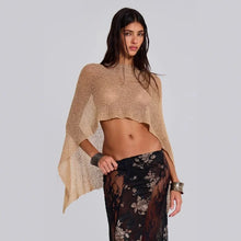Load image into Gallery viewer, JadedLondon Gold Knitted Hollow out One Piece Top Hanging Neck Shoulder Multi-Way Holiday Style Strap Vest Polyester Fiber