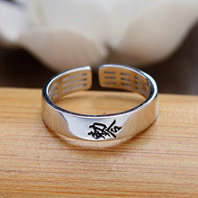Load image into Gallery viewer, Retro Ancient Silver Plated Buddhist Six Character DAMING Mantra Tibetan Resizable Ring for Men Feng Shui Amulet Protection Ring