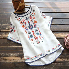 Load image into Gallery viewer, Embroidery Cotton Women Shirt Summer & Spring Blouse Tops Clothes for Women Clothing