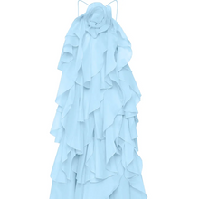 Load image into Gallery viewer, Beach Layer Ruffles Long Dress Women 3d Flower Backless Sleeveless Slim Fit Maxi Dresses Female 2025 Summer Lady Party Robes