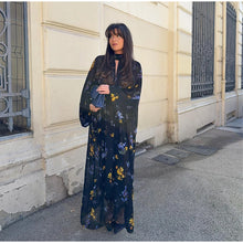 Load image into Gallery viewer, Elegant Printed Boho Long Dresses Women Loose Chic Turtleneck Lantern Sleeve Floral Robes 2025 Spring Summer Lady Vacation Dress