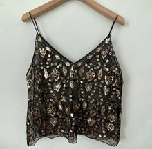 Load image into Gallery viewer, Puloru Trendy Sequins Beads Flower Pattern Vests Women's Sleeveless Open Back V Neck Camisoles See-Through Chic Summer Camis