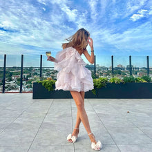 Load image into Gallery viewer, Beach Layer Ruffles Long Dress Women 3d Flower Backless Sleeveless Slim Fit Maxi Dresses Female 2025 Summer Lady Party Robes