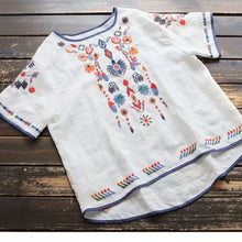 Load image into Gallery viewer, Embroidery Cotton Women Shirt Summer & Spring Blouse Tops Clothes for Women Clothing