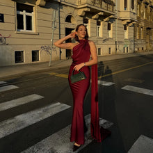 Load image into Gallery viewer, Elegant Satin Ribbons Halter Party Dress Women's Sexy Backless Off Shoulder Sleeveless Robes 2025 Summer New Lady Evening Gowns