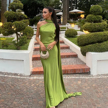 Load image into Gallery viewer, Elegant Satin Ribbons Halter Party Dress Women's Sexy Backless Off Shoulder Sleeveless Robes 2025 Summer New Lady Evening Gowns