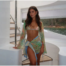 Load image into Gallery viewer, Beach Printed Bikini Skirts Set Women's Sexy Backless Sleeveless Lace-up Swimwear Long Skirt 2025 Summer New Lady Vacation Suit