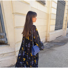 Load image into Gallery viewer, Elegant Printed Boho Long Dresses Women Loose Chic Turtleneck Lantern Sleeve Floral Robes 2025 Spring Summer Lady Vacation Dress