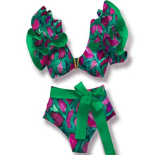 Load image into Gallery viewer, Two-Pieces Women Floral 2025 Push-Up Padded Bra Ruffles Bandage Bikini Set Swimsuit Swimwear Bathing Suit Beachwear Biquini