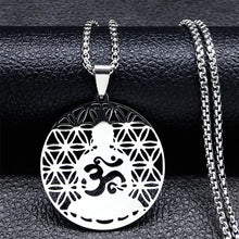 Load image into Gallery viewer, Buddhism Meditation Buddha Yoga Pendant Necklace Stainless Steel Tree of Life Buddhist Chakras Reiki Chain  Jewelry collar