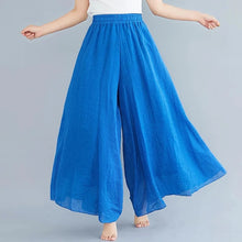 Load image into Gallery viewer, 2024 Sen Women's Artistic Plus Size Cotton Linen Pants Skirt Elastic Waist Solid Color Ethnic Style Wide Leg Pants Skirt