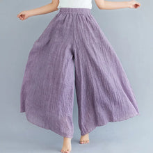Load image into Gallery viewer, 2024 Sen Women's Artistic Plus Size Cotton Linen Pants Skirt Elastic Waist Solid Color Ethnic Style Wide Leg Pants Skirt