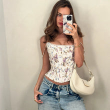 Load image into Gallery viewer, Mingmingxi Summer Corset Top Women 2025 New Arrivals Sexy Cropped Top Short Floral Print Lace Up Camis