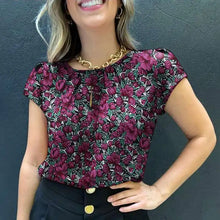 Load image into Gallery viewer, Retro Printed Blouse Women Stylish Shirt Summer Tunic Tops Short Sleeve Beach Party Blusas Bohemian Causal O Neck Chemise