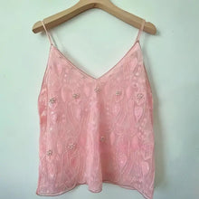 Load image into Gallery viewer, Puloru Trendy Sequins Beads Flower Pattern Vests Women's Sleeveless Open Back V Neck Camisoles See-Through Chic Summer Camis