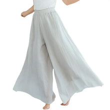 Load image into Gallery viewer, 2024 Sen Women's Artistic Plus Size Cotton Linen Pants Skirt Elastic Waist Solid Color Ethnic Style Wide Leg Pants Skirt