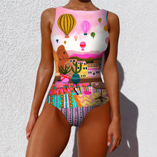 Load image into Gallery viewer, Striped Women One Piece Swimsuit High Quality Swimwear Printed Push Up Monokini Summer Bathing Suit Tropical Bodysuit Female