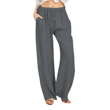 Load image into Gallery viewer, Summer Cotton Linen Wide Leg Pants for Women Pants Full Length Casual Pants Female Solid Loose High Waist Straight Trousers