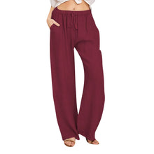 Load image into Gallery viewer, Summer Cotton Linen Wide Leg Pants for Women Pants Full Length Casual Pants Female Solid Loose High Waist Straight Trousers