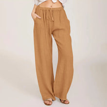 Load image into Gallery viewer, Summer Cotton Linen Wide Leg Pants for Women Pants Full Length Casual Pants Female Solid Loose High Waist Straight Trousers