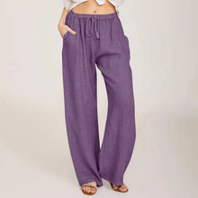 Load image into Gallery viewer, Summer Cotton Linen Wide Leg Pants for Women Pants Full Length Casual Pants Female Solid Loose High Waist Straight Trousers