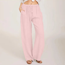 Load image into Gallery viewer, Summer Cotton Linen Wide Leg Pants for Women Pants Full Length Casual Pants Female Solid Loose High Waist Straight Trousers