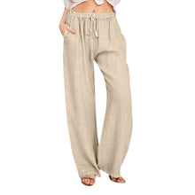 Load image into Gallery viewer, Summer Cotton Linen Wide Leg Pants for Women Pants Full Length Casual Pants Female Solid Loose High Waist Straight Trousers