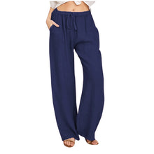 Load image into Gallery viewer, Summer Cotton Linen Wide Leg Pants for Women Pants Full Length Casual Pants Female Solid Loose High Waist Straight Trousers
