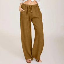 Load image into Gallery viewer, Summer Cotton Linen Wide Leg Pants for Women Pants Full Length Casual Pants Female Solid Loose High Waist Straight Trousers